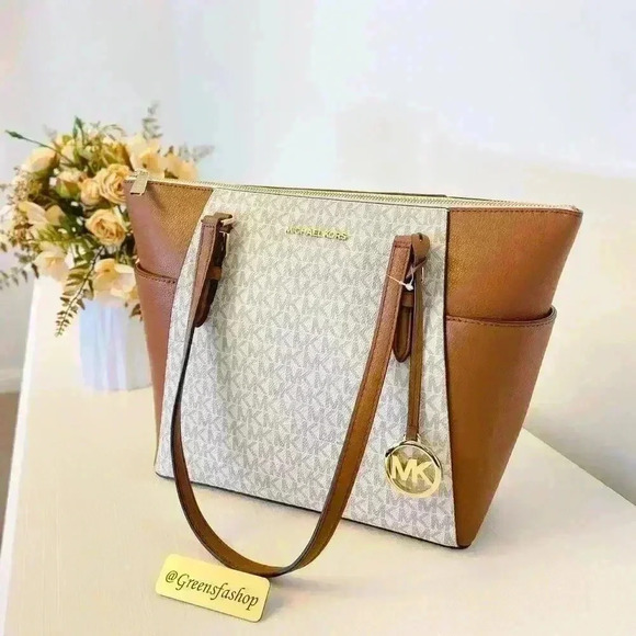 Michael Kors Charlotte Top Zip Tote shoulder bag Vanilla - Picture 7 of 11